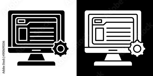 Computer  Icon Set White Glyph Style Collection