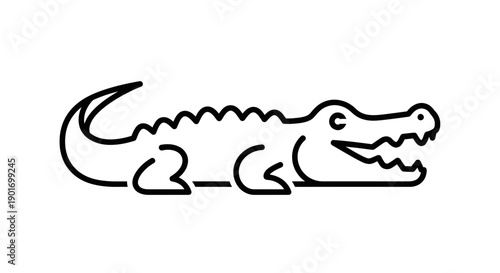 Minimalist Line Art Crocodile Icon