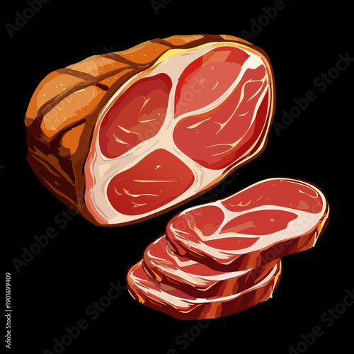 Raw beef steak cut on a dark background for premium meat shop and butchery concept - Vector Illustration