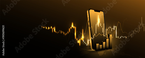 Mobile technology background picture, stock data analysis graph display