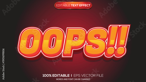 3d text effect oops theme