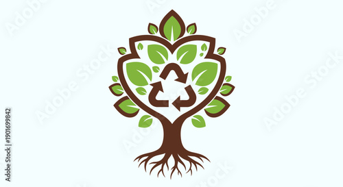Recycle Symbol Tree Logo - Eco-friendly Concept