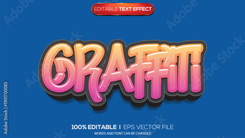 3d text effect graffiti theme