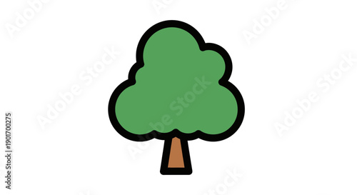 Simple green tree icon, cartoon style, isolated on white background