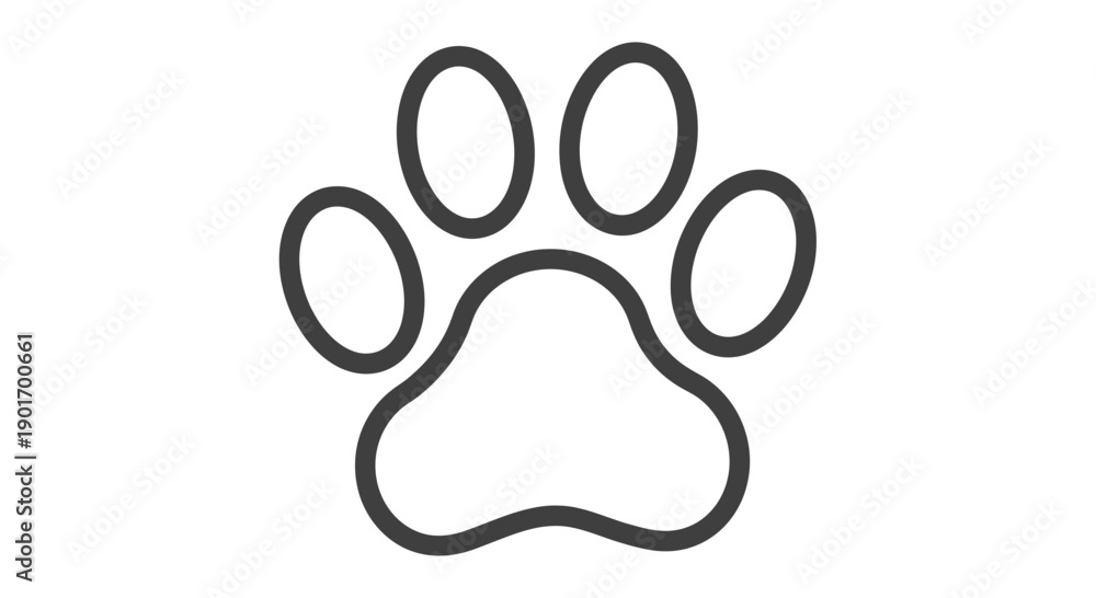 Obraz premium Simple Paw Print Icon, Animal Footprint Symbol, Pet Care Logo Element