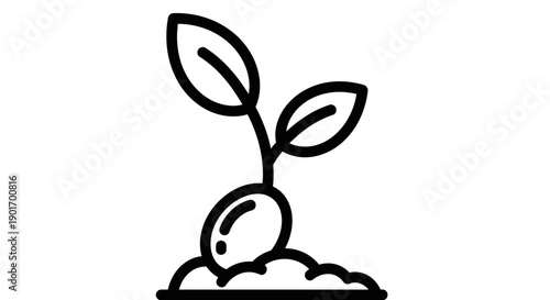 Sprout Growing from Seed in Soil Icon
