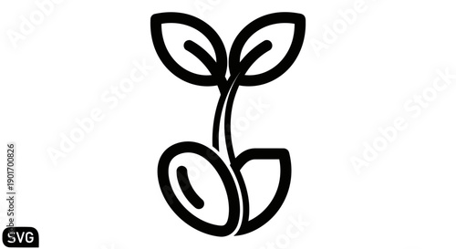 Sprouting Seedling Icon: Growth, New Life, and Plant Development Concept