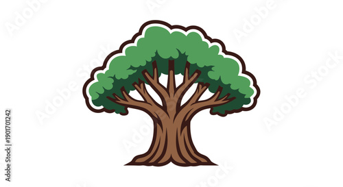 Stylized Tree Illustration - Green Canopy and Strong Trunk