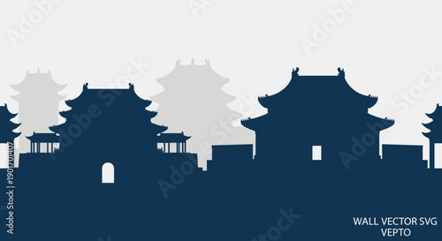 Traditional Chinese Architecture Silhouette - Forbidden City Style