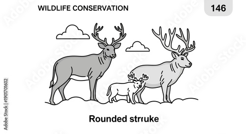 Wildlife Conservation: Deer Family Illustration, Symbolizing Protection and Nature