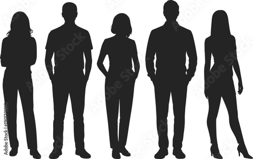 Mega Collection of Diverse Professional Business People Standing and Active Students Walking with Backpacks Silhouettes Isolated on White Background for Commercial Graphic Design Projects