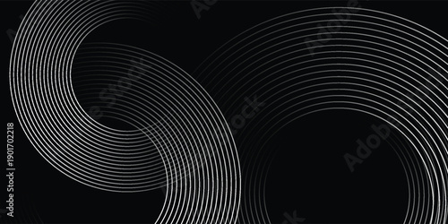 Abstract glowing white geometric lines on dark background. Modern shiny blue rounded square lines pattern. Futuristic technology concept. VECTOR ILLUSTRATION EPS10