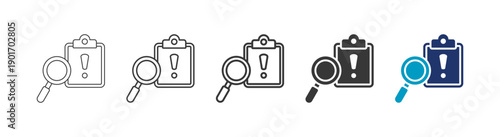 audit warning icon set consisting of multiple styles vector illustration