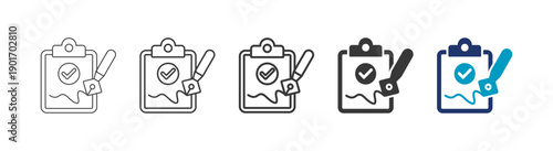 compliance checklist icon set consisting of multiple styles vector illustration