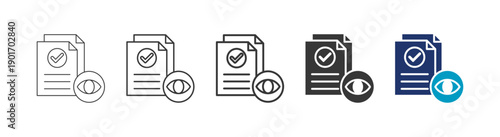 document inspection icon set consisting of multiple styles vector illustration