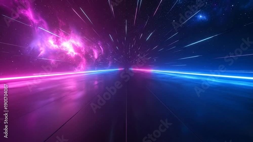 Abstract neon light trails create a futuristic and dynamic background for technology.
