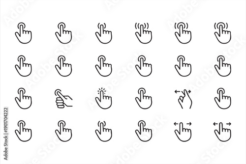 Hand Tap and Swipe Gesture Icons for Touchscreen Interfaces