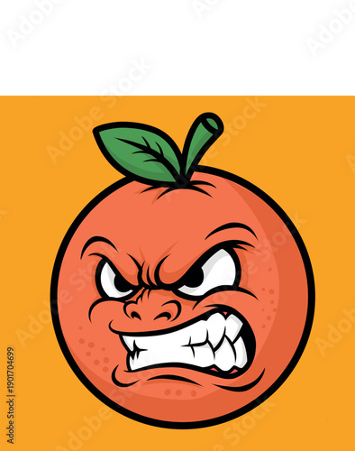 Angry Orange Fruit Character Vector Illustration
