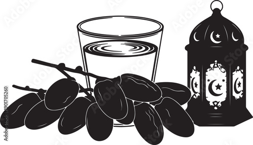 Versatile Islamic Icon Collection Featuring Mosque Silhouettes, Ramadan Lanterns, and Traditional Festive Treats