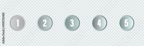 Glossy Metallic Numbered Circles 1-5 for Step-by-Step Process
