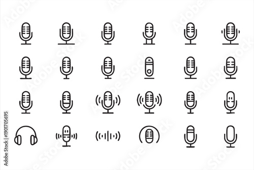 Podcast and Broadcast Microphone Icons for UI and Apps