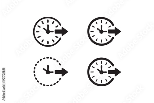 Clock and Arrow Line Icons for Time Management Systems