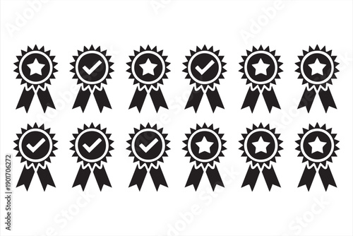 Premium Achievement Rosette Icons for Marketing and Design