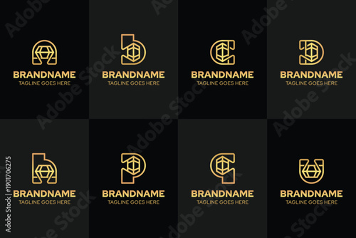 Letter A B C D H P Q U Diamond Logo, symbolizing strength, clarity, and premium structure