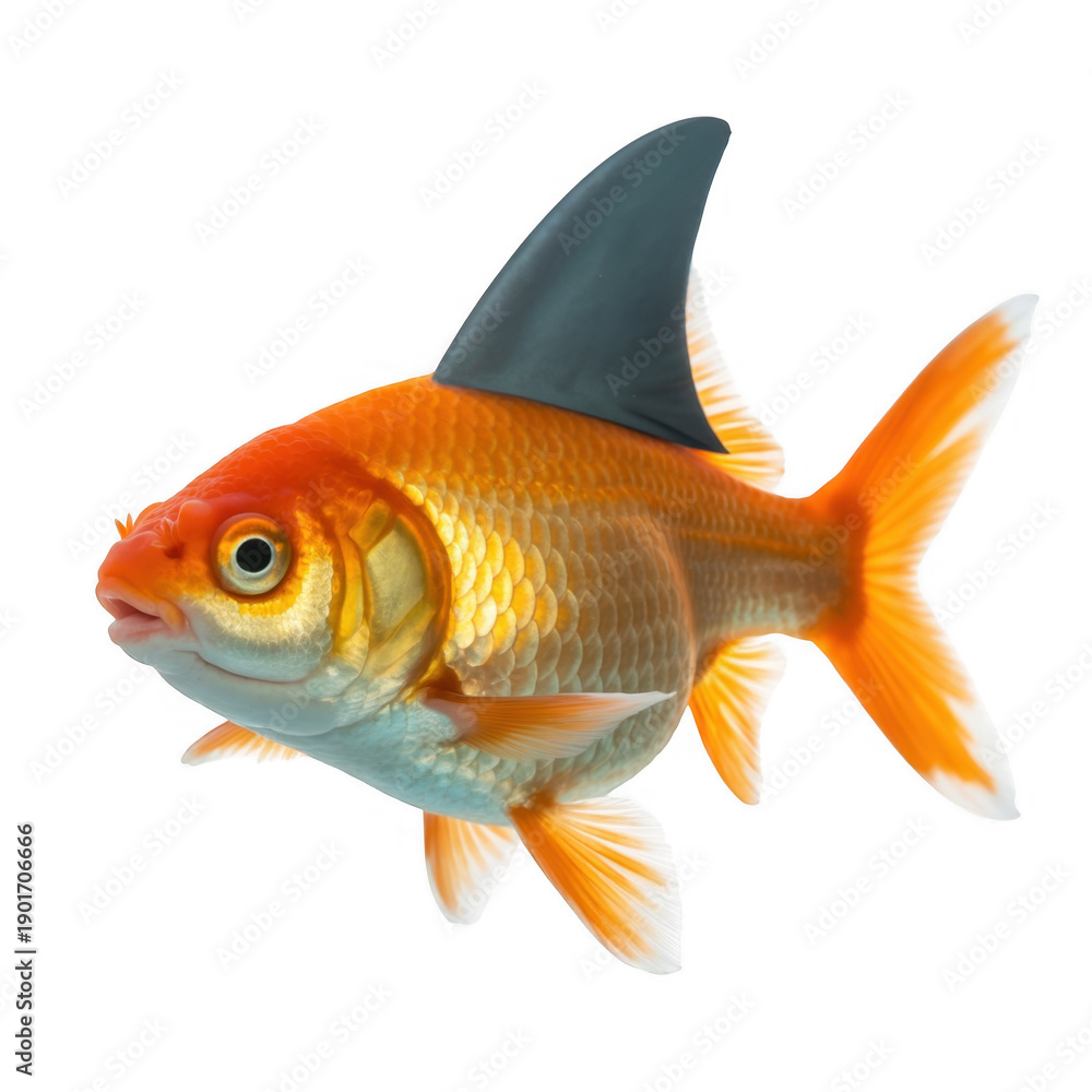 Obraz premium Orange goldfish with shark fin orange fish with fin isolated on a transparent background