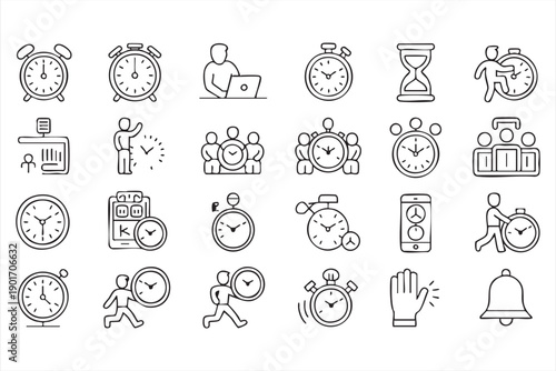 Clock and Stopwatch Icons for Scheduling and Deadlines