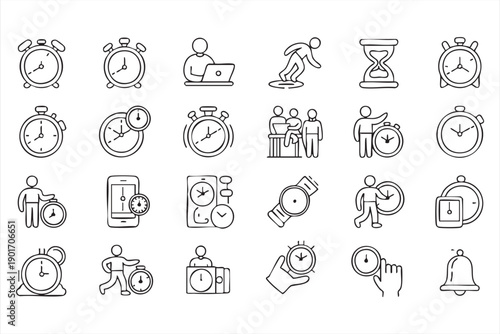 Productivity and Time Management Icons for Business Use