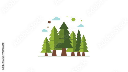 Group of Green Trees with Leaves.