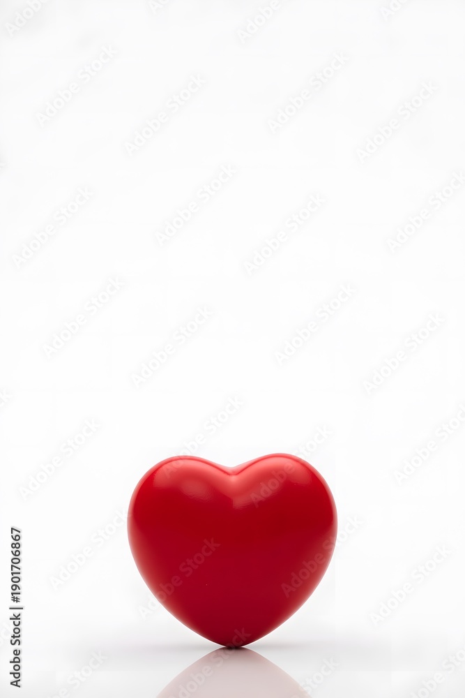 Fototapeta premium Red Heart Shape on White Background for Love and Romance Themes