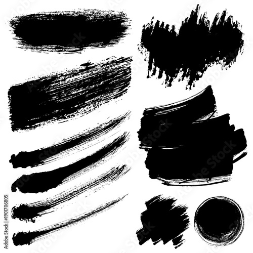 Black brush strokes set for creative projects