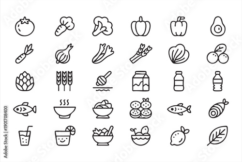 Cooking and Grocery Ingredient Icons for Web Design