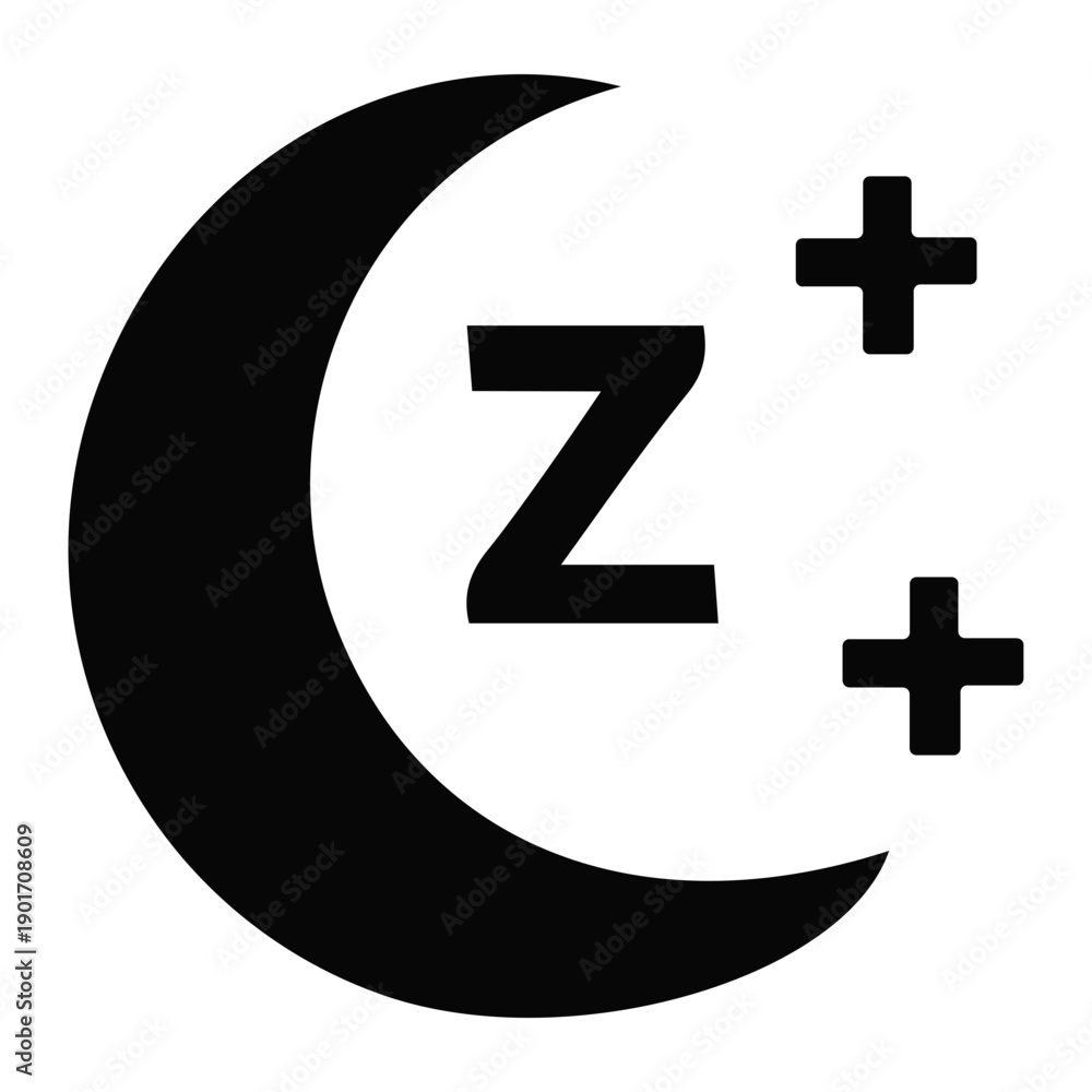Fototapeta premium Crescent Moon Symbol with Z and Plus Signs.
