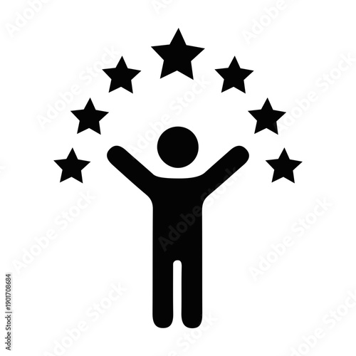 Person with Stars Symbolizing Success and Achievement.
