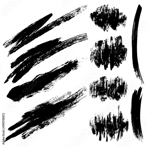 Black brush stroke set for art