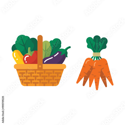 CSA share basket with carrots and greens, farm pickup flyer, recipe card station, vegetable prep lesson, pantry storage tips session