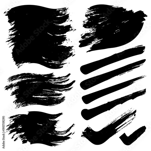 Black brush stroke set for creative design work