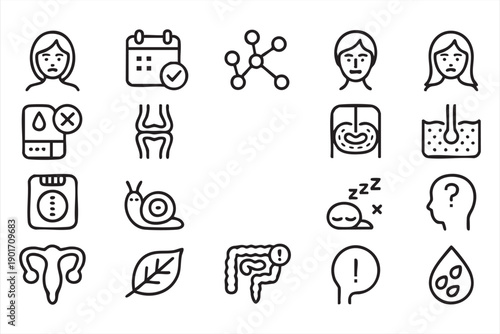 Modern Medical and Wellness Line Art Icons Set