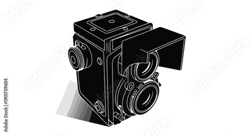 Timeless Black and White Vintage Camera Icon for Retro Photography Themes