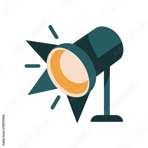 Stage spotlight icon, theater festival poster element, night show session lighting graphic, performance art event branding, entertainment vector design