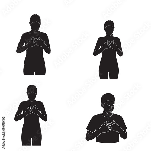 Person Holding Heart or Chest Silhouette – Heart Health Awareness, Cardiac Care Concept