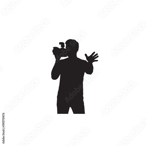 Man Holding Camera Silhouette – Vlogger, Content Creator, Photography Concept