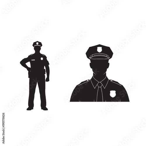 Police Officer Silhouette – Law Enforcement, Security, Public Safety Concept