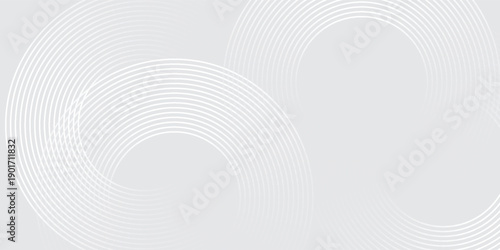 Abstract white glowing geometric lines on gray background. Modern shiny white circle lines pattern. Futuristic technology concept. vector eps10