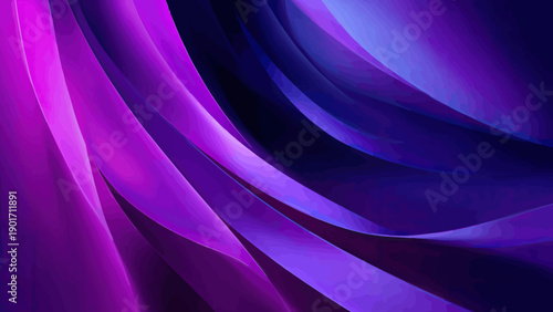 Abstract Dark Purple Background with Elegant Overlapping Silk Waves and Deep Blue Gradient Fluid Curves for Modern Professional Design