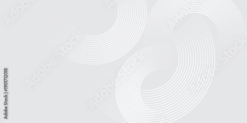 Abstract white glowing geometric lines on gray background. Modern shiny white circle lines pattern. Futuristic technology concept. vector eps10