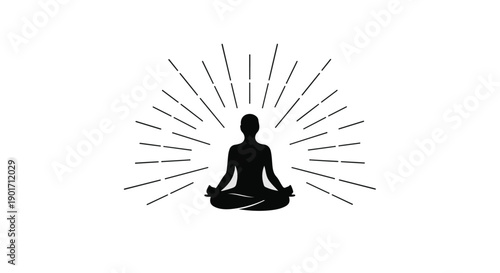 Empowering meditation silhouette radiating peace, mindfulness, and spiritual harmony